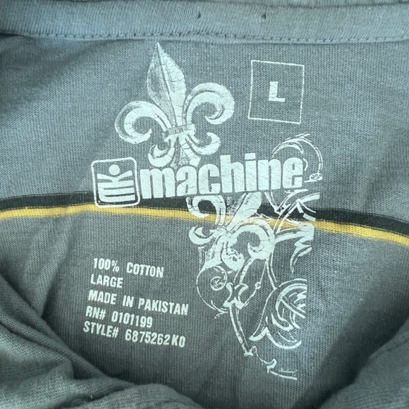 MK Machine Grey and Yellow Striped Cotton Polo Shirt! Sz L! - Picture 2 of 6